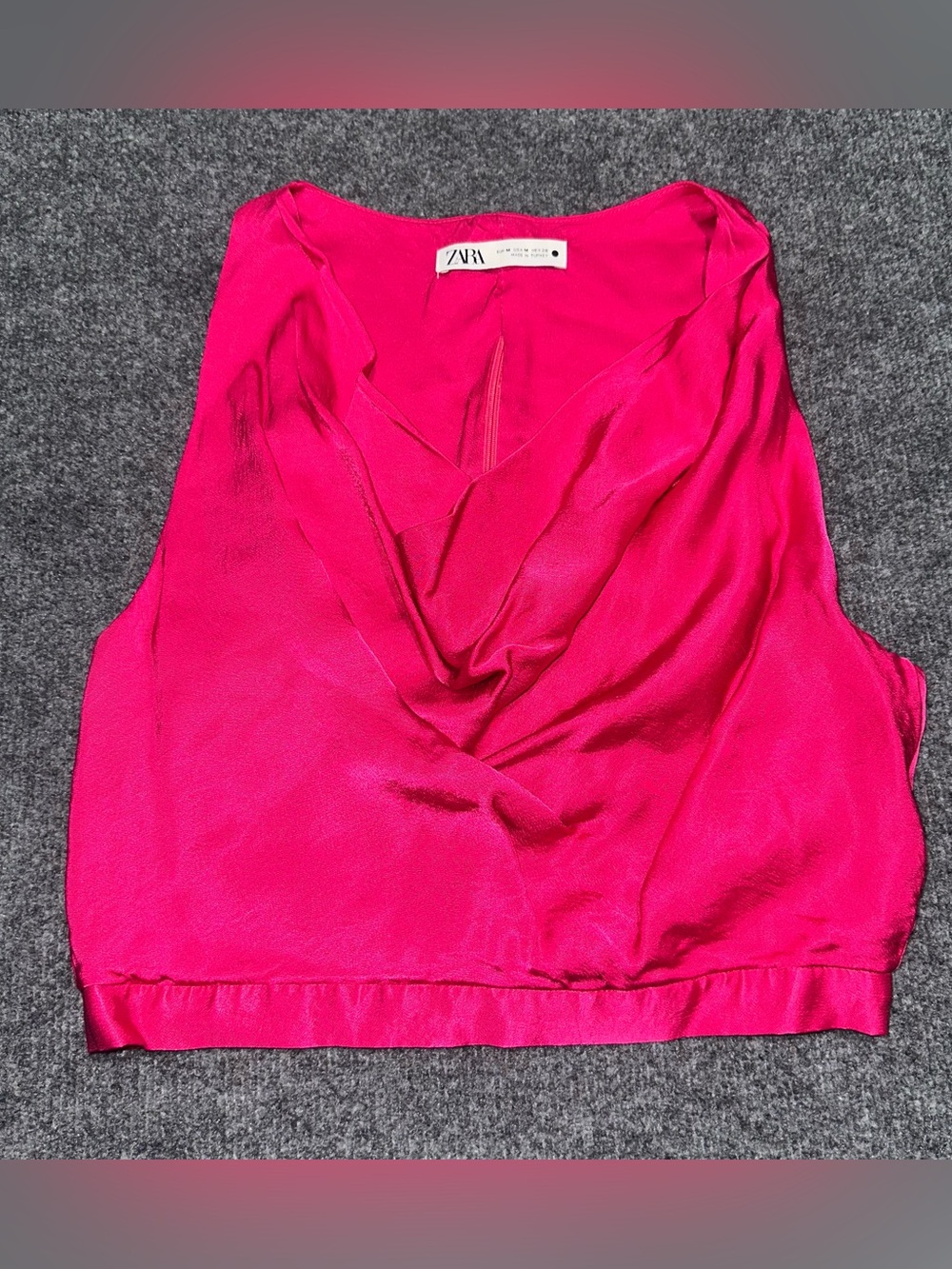 Zara Hot Pink Draped V-Neck Crop Top